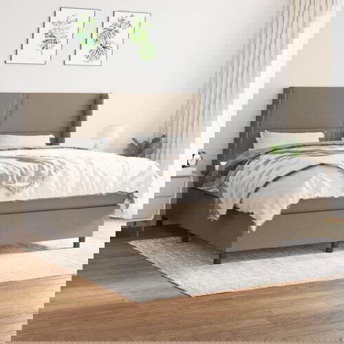  The Living Store Box spring postelja z vzmetnico taupe 160x200 cm blago - Box Spring Postelja, (21515037) Slike