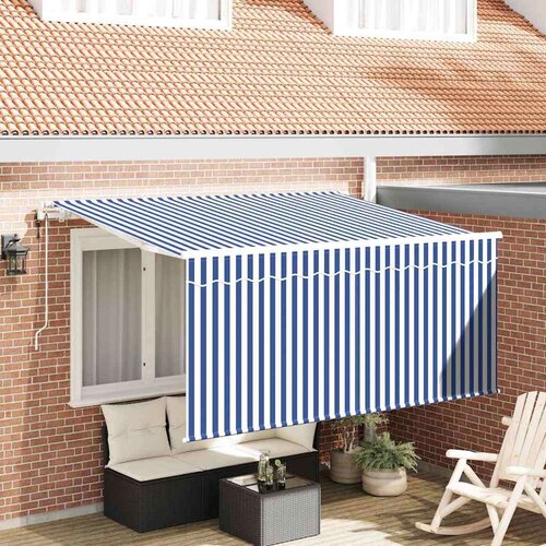  Skrovita tenda Plava i bijela 300 x 200 cm Poliester i aluminij Cene