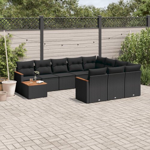 vidaXL 11-dijelni set vrtnih sofa od poliratana s jastucima crni Cijene
