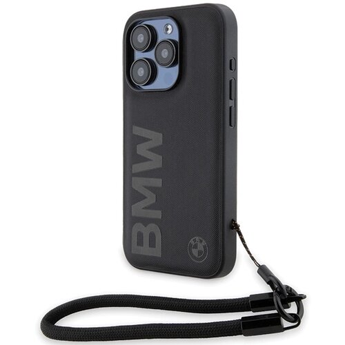 BMW USNJEN OVITEK WORDMARK CORD CASE S PODPISOM ZA IPHONE 15 PRO MAX ČRN, (21898902) Cene