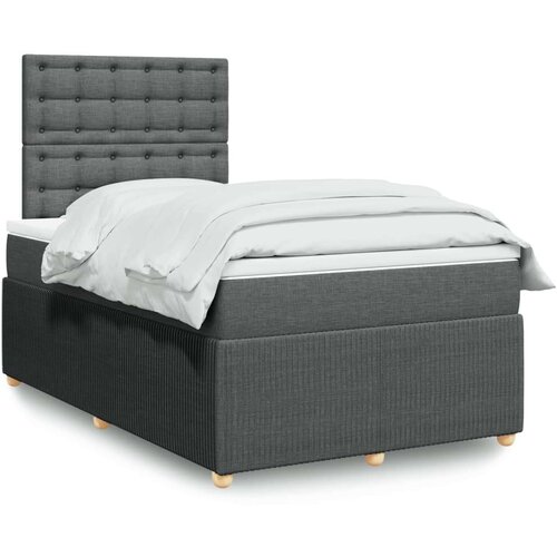 VidaXL Krevet s oprugama i madracem tamnosivi 120 x 200 cm od tkanine Slike