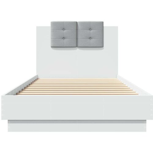  Okvir za krevet s uzglavljem i LED svjetlima bijeli 100x200 cm Slike