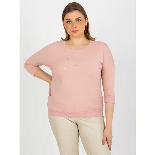 Fashion Hunters Excessive light pink blouse with print and 3/4 sleeves