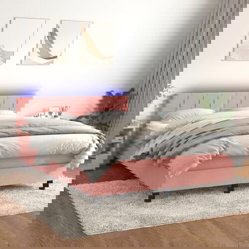 The Living Store Box spring postelja z vzmetnico LED roza 80x200 cm žamet - Box Spring Postelja, (21492027) Slike