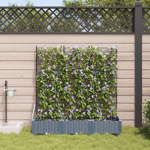VidaXL Vrtna sadilica Svjetlosiva Plastika 120 x 40 x 126 cm Sadilice Slike