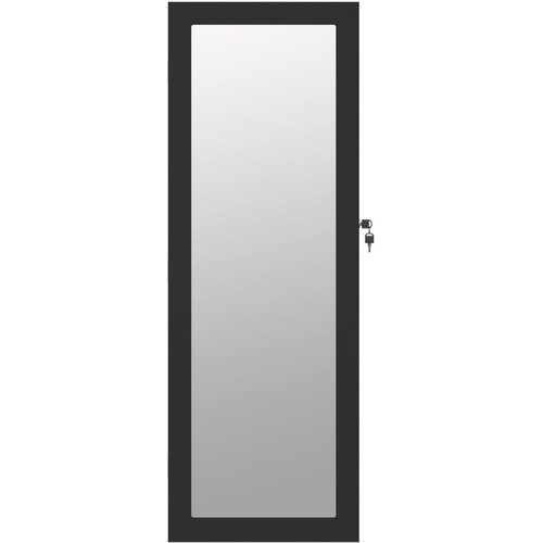  Zidni ormarić za nakit s ogledalom crni 37,5 x 10 x 106 cm Slike