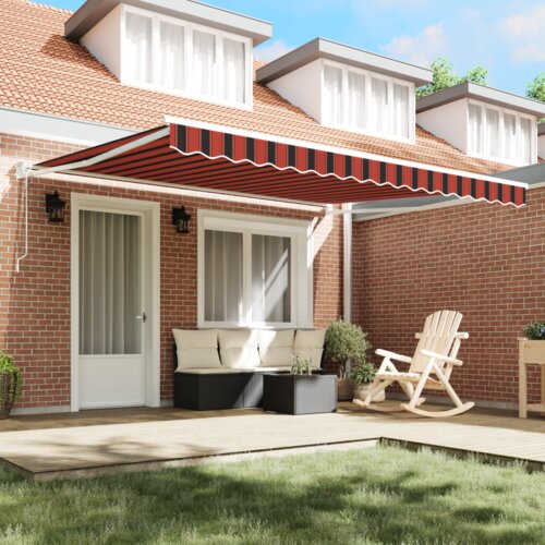 vidaXL Ročna retraktibilna tenda z LED lučmi Rumena in oranžna 400x350 cm Cene