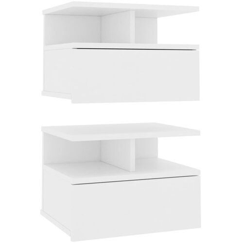 Maison Chic Dvo delni komplet Stenske Nočne omarice - Nočne mize bele 40x31x27 cm inženirski les, (21671032) Cene