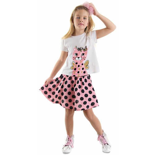 Denokids Cheetah Girl Kids T-shirt Pink Skirt Suit Slike