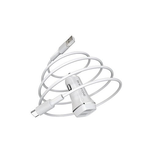  Autopunjač za telefon s C kablom Borofone BZ2 bijeli Slike