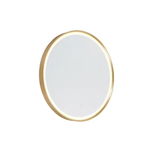QAZQA Okroglo kopalniško ogledalo zlato 50 cm, vključno z LED z zatemnilnikom na dotik - Miral