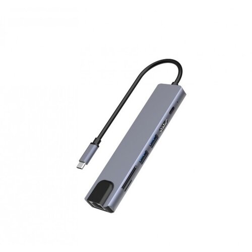 Kettz adapter tip c 8/1 4K HDMI/USBx2/SD/TF/USB-C/PD/Lan KT-801G Cene