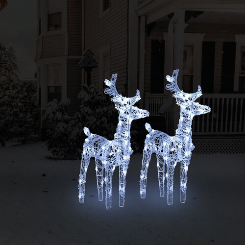  Božićni sobovi 2 kom hladni bijeli 80 LED žarulja akrilni Slike