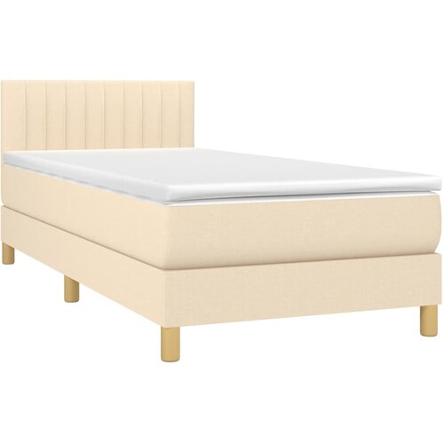  Krevet s oprugama i madracem krem 90 x 200 cm od tkanine Slike