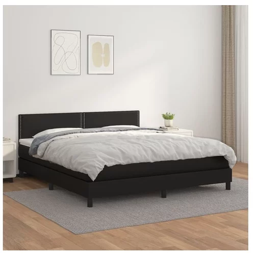 vidaXL Box spring postelja z vzmetnico črn 160x200 cm umetno
