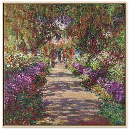  Slika - Claude Monet &amp;ndash; A Pathway in Monet\&amp;#039;s Garden 40x40 U prirodnom drvenom okviru Slike