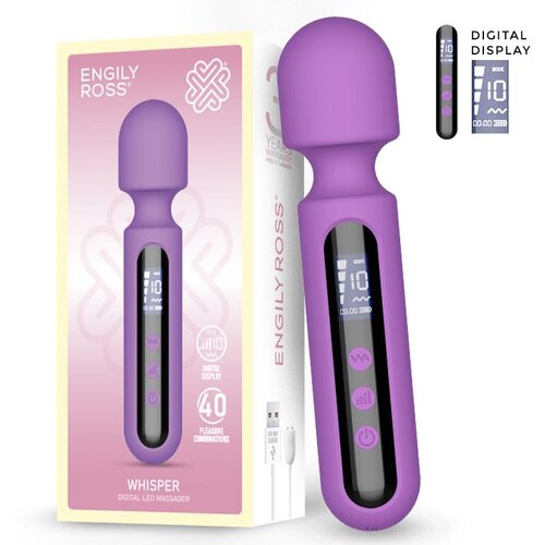 ENGILY ROSS Digital Whisper Wand Massager with Digital Screen 17cm Purple Cene