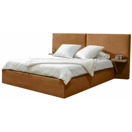 Bobochic Paris Rumena oblazinjena zakonska postelja s prostorom za shranjevanje in letvenim dnom 160x200 cm Blandine –