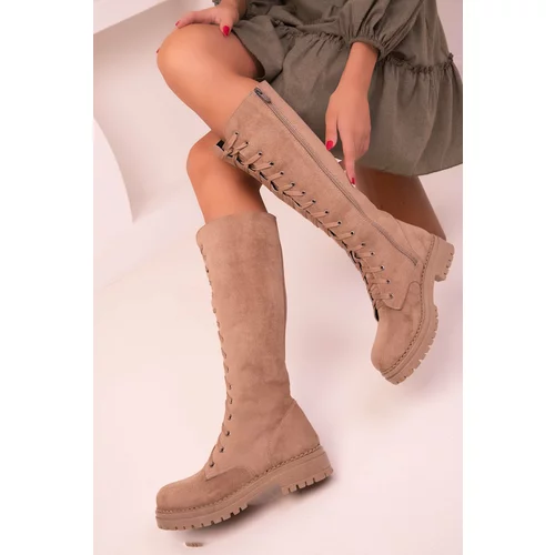 Soho Knee-High Boots - Brown - Flat