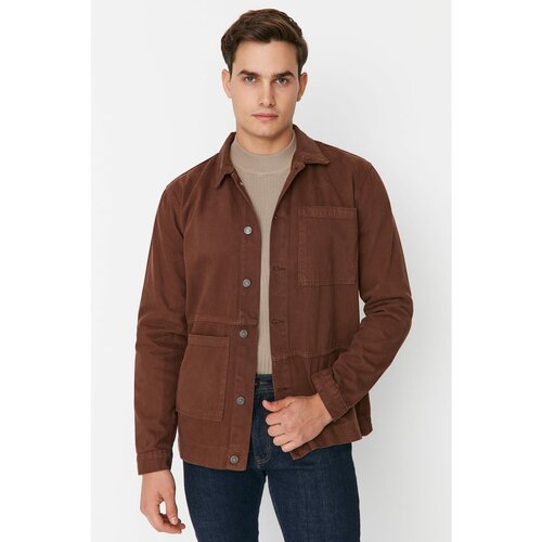 Trendyol Men's Brown Regular Fit Denim Jacket Cene