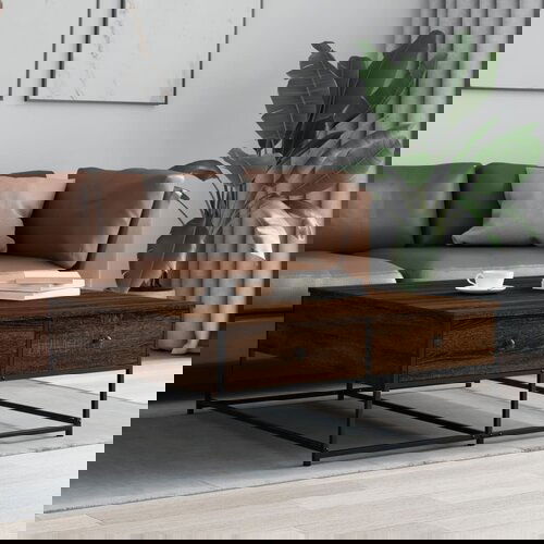 vidaXL Stolić za kavu smeđa boja hrasta 100x99x40 cm konstruirano drvo Cijene