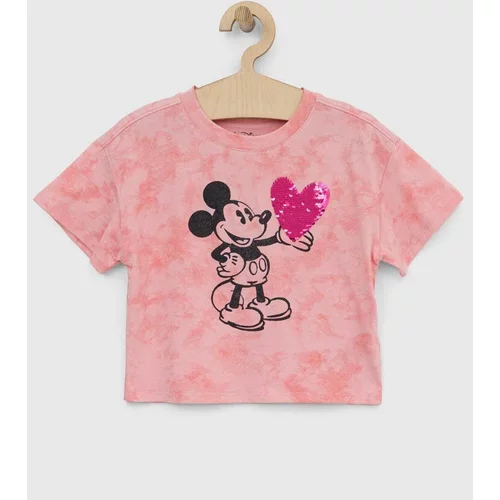 GAP Otroška bombažna kratka majica x Myszka Miki roza barva