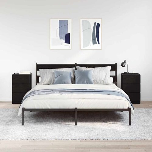  Noćni ormarići s 3 ladice 2 kom crni 39x35x65 cm Slike