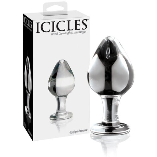 Icicles No. 25 - stožčast steklen analni dildo (prosojen) Slike