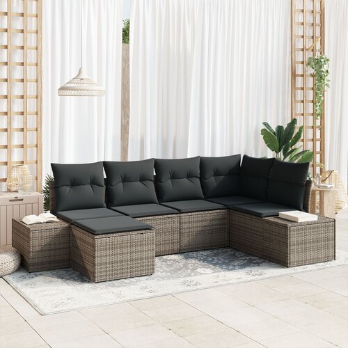 VidaXL Set od 6 vrtnih sofa s jastučićima sivi poli ratan Slike
