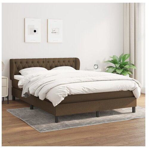 VidaXL Krevet s oprugama i madracem tamnosmeđi 140 x 190 cm od tkanine Slike