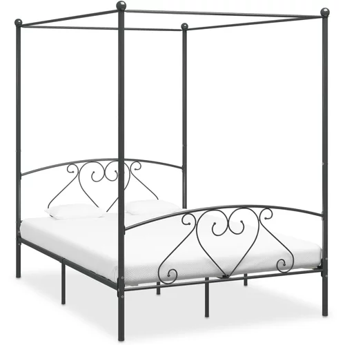  za krevet s nadstrešnicom sivi metalni 140 x 200 cm