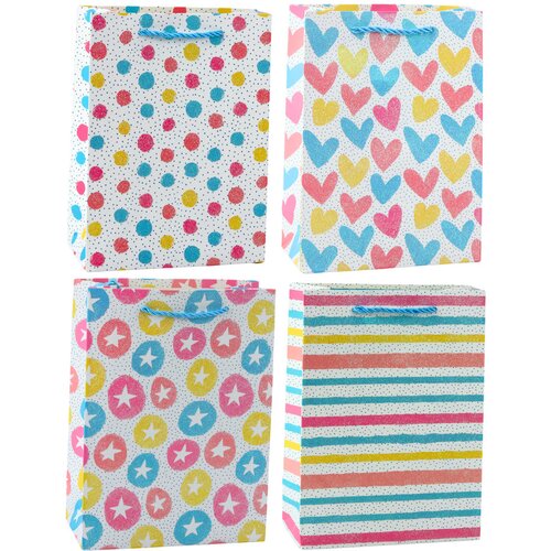GIFT Bag Hearts Stars Dots Stripes Colored 23 x 18 x 10.5 cm Cijene