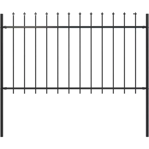  ograda s ukrasnim kopljima čelična 1,7 x 1 m crna
