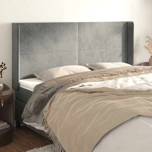 vidaXL Vzglavje z ušesi svetlo siv 183x16x118/128 cm žamet Cene