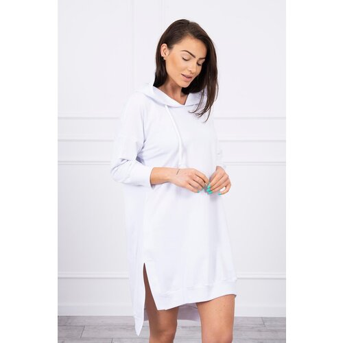 Kesi Dress with a hood and a long back white Slike