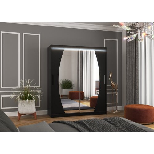 ADRK Drsna omara z ogledalom BALTIMORE 180 cm - ČRNA Cene
