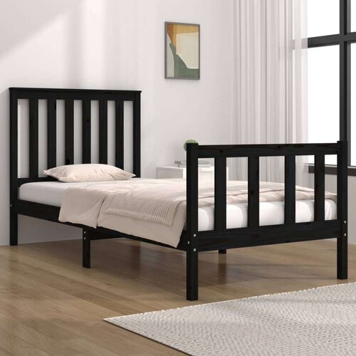  Posteljni okvir črn iz borovine 75x190 cm 2FT6, (20645292) Slike