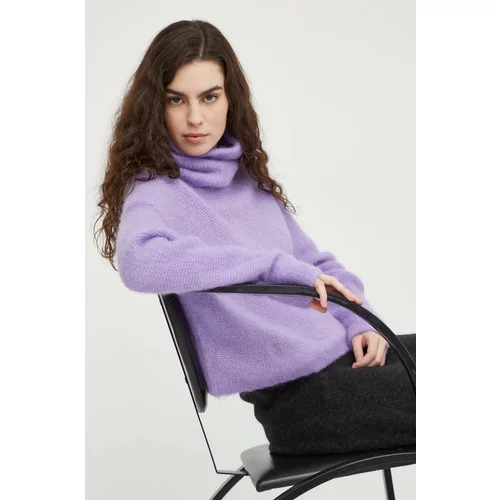 American Vintage Vuneni pulover za žene, boja: ljubičasta, topli, s dolčevitom