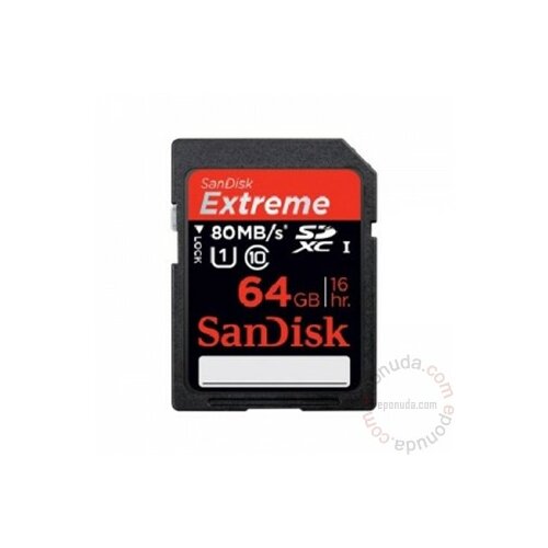Sandisk SDXC 64GB Extreme 80 MB/s UHS1 memorijska kartica Slike