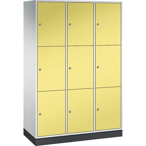 C+P Jeklena omara s predelki z zaklepanjem INTRO, vi&amp;scaron;ina predelka 580 mm, &amp;Scaron;xG 1220 x 500 mm, 9 predelkov, korpus svetlo siv, vrata žvepleno rumena Slike