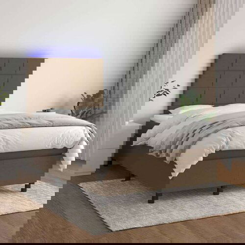  Krevet box spring s madracem LED tamnosmeđi 120x200 cm tkanina Cene