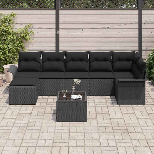  Sjedeća garnitura za vrt 8 kom. Crna poliratan 297.5 x 132.5 x 69 cm Slike