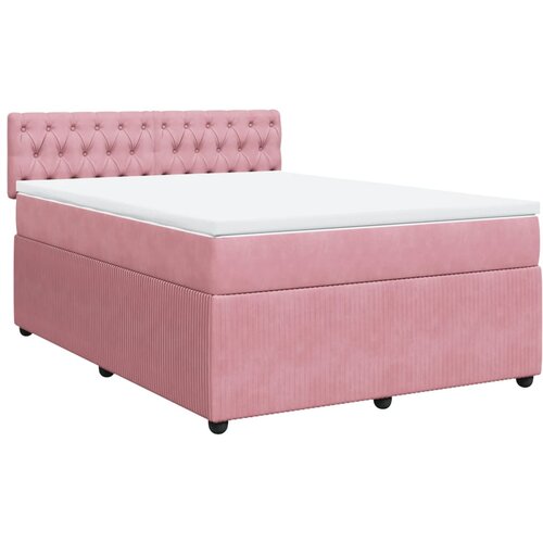 VidaXL Box spring postelja z vzmetnico roza 160x200 cm žamet, (21307459) Slike