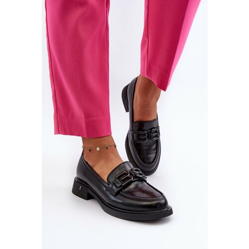 Kesi Elegant women's leather loafers Black Triana Cene