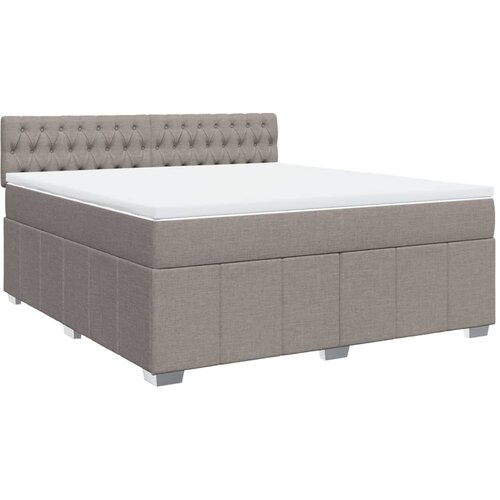 VidaXL Krevet s oprugama i madracem smeđesivi 180x200 cm tkanina Slike