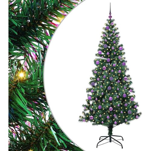 VidaXL Umjetno predsvijetljeno božićno drvce Zelena 210 cm PVC i metal Slike