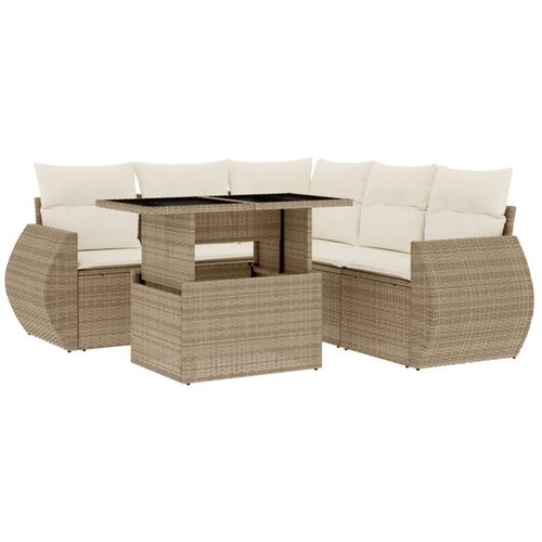VidaXL 6-dijelni set vrtnih sofa s jastucima bež od poliratana Slike