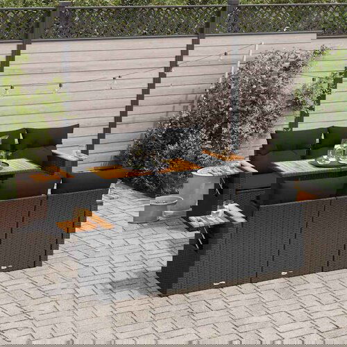 VidaXL 7-dijelni set vrtnih sofa od poliratana s jastucima crni bagrem Slike