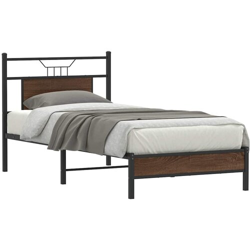 vidaXL Posteljni okvir brez vzmetnice hrast 75x190 cm inženirski les Cene