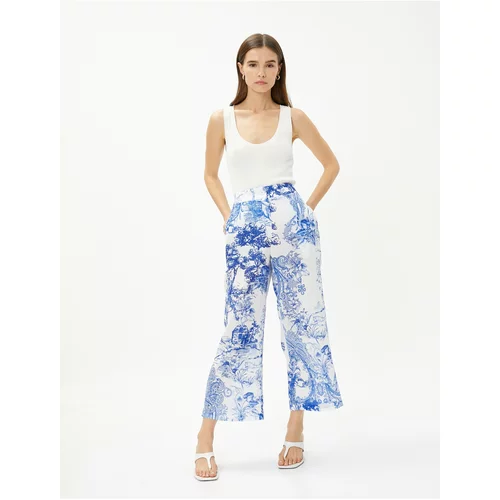Koton Crop Wide Leg Trousers With Pocket